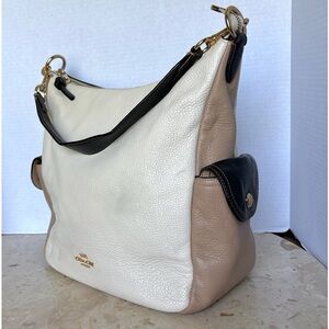 Coach Pennie In Colorblock Pebbled Leather Chalk Taupe ( has flaw, read)